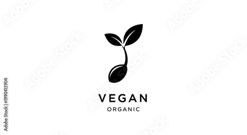Vegan organic logo with sprout.