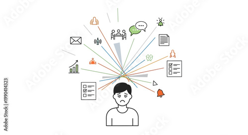 Businessman, communication icons, notification symbols, workflow vector