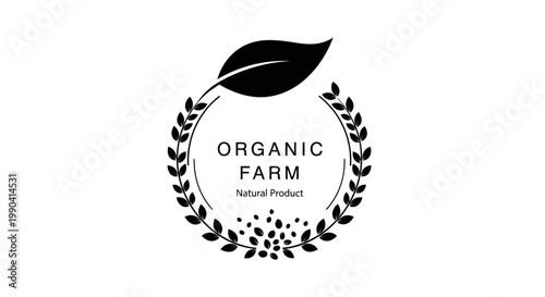Organic farm logo with leaf symbol.