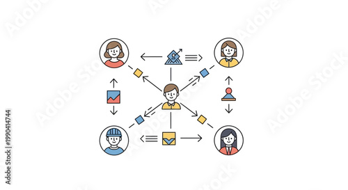 Business communication, teamwork, collaboration, workflow, infographic elements, vector icons