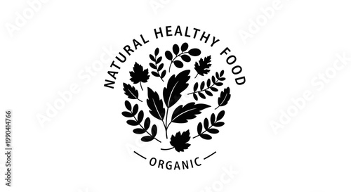 Organic food logo with leaves.