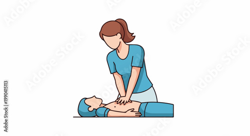 Illustration of person performing chest compressions on another lying down