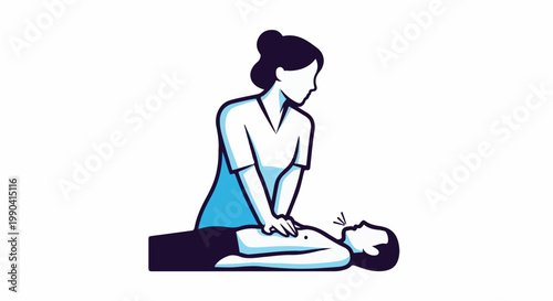 Person performs CPR on another person lying down