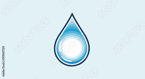 A stylized blue water droplet with concentric rings and a highlight