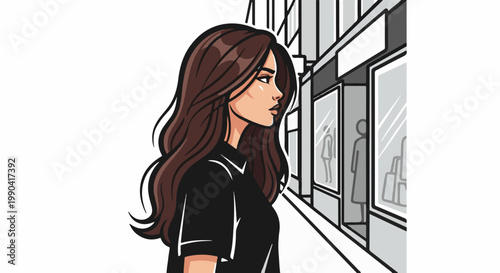 Woman looking at shop windows