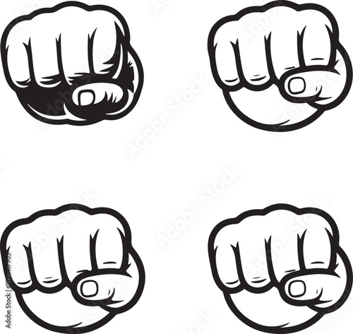 Vector hands icon set. Different fist signs