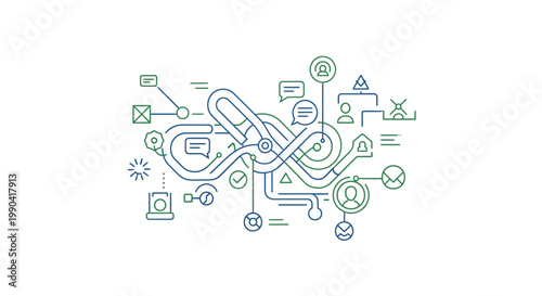Digital communication icons, technology symbols, social media graphics, web design elements