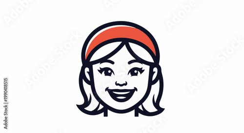 Stylized cartoon portrait of a smiling woman wearing an orange headband