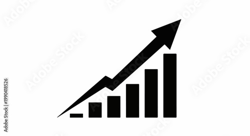 A black arrow points up and right, over a set of five black bars of increasing height