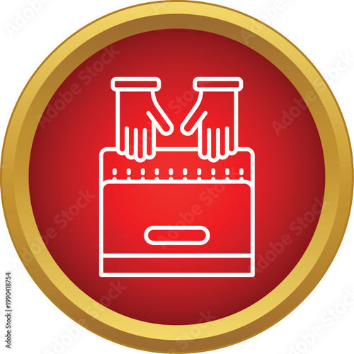 Hands arranging paper files inside a document storage box for office organization