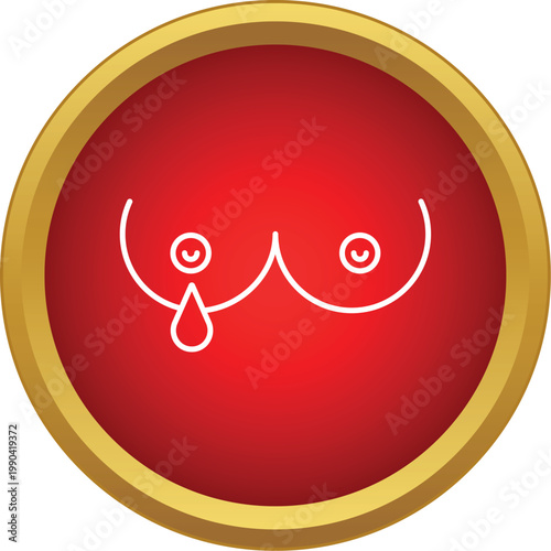 Breasts outline showing a dripping nipple on a red button