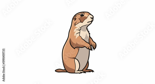 A cartoon prairie dog stands alertly on its hind legs