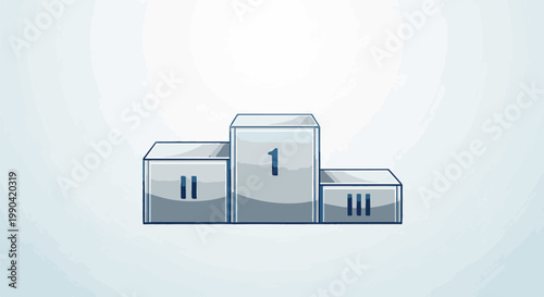 A three-tiered podium stands against a light blue, textured background, symbolizing achievement and competition