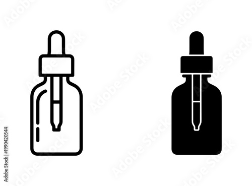 Dropper bottle icon set for serum or essential oil