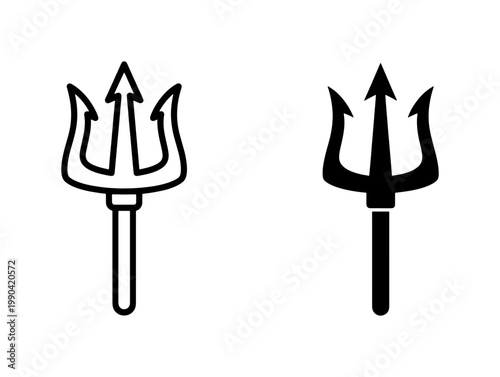 Black Trident Icon Set Isolated on White Background