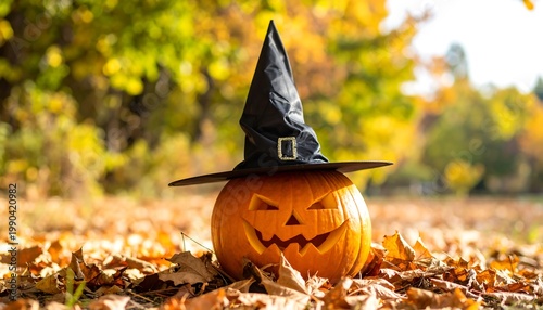 Halloween pumpkin in nature.