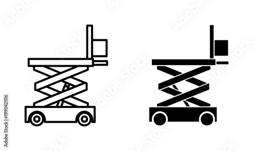 Scissor Lift Icon Set for Industrial Construction Equipment