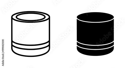 Cylinder Database Icon Set in Outline and Solid Style