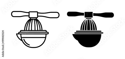 Manual Citrus Juicer Squeezer Icon Set
