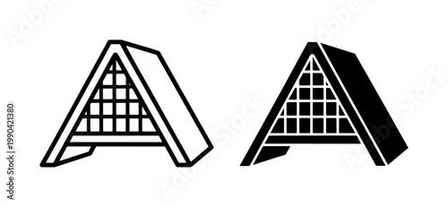 A-frame Cabin House Icon Set in Black and White
