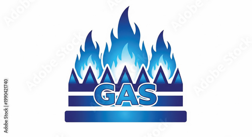 Gas logo design with blue flames and stylized GAS letters for energy, fuel, and industrial branding featuring flame, fire, burning with combust and