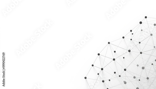 Abstract geometric network structure on white background with artificial intelligence abstract art science and technology abstract pattern