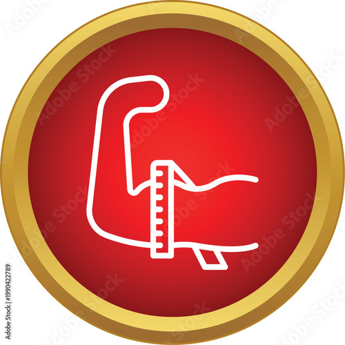 Arm with a measuring tape defining body building progress icon
