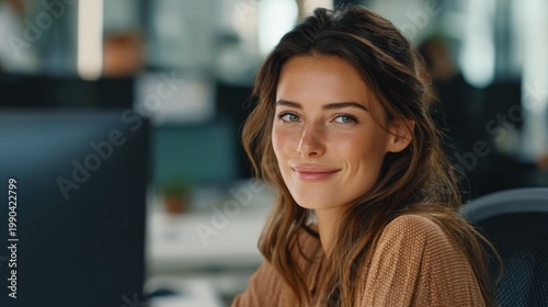 Woman smiling in office environment