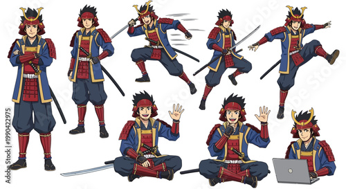 Samurai Warrior Character Poses and Actions Collection.