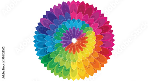 Vibrant Rainbow Swirl Flower Petal Abstract Design.