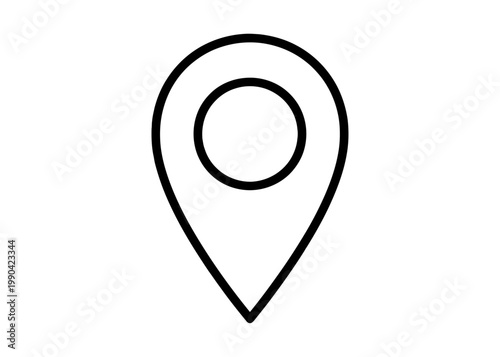 Minimal Location Pin Icon – Map Marker Vector Outline, GPS Navigation Symbol Isolated on White