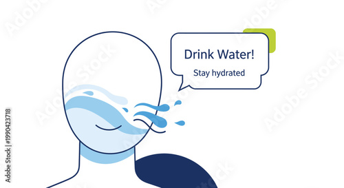 Conceptual vector of person staying hydrated with water message
