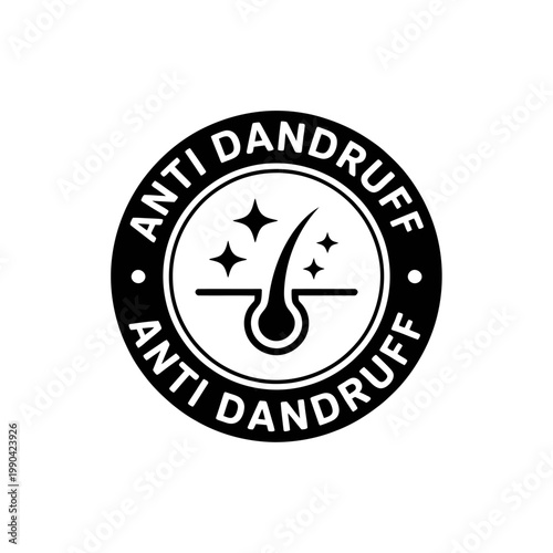 Anti dandruff shampoo logo with hair and stars