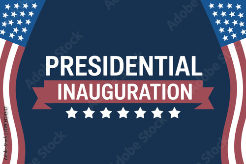 Presidential inauguration ceremony with american flag stars and banners
