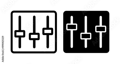 Audio Mixer Settings Icon Set for Music Production