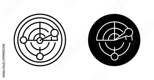 Radar screen line icons for navigation and sonar detection