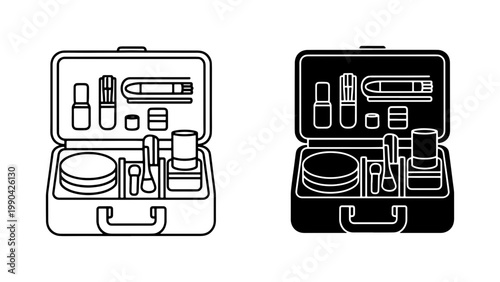 Professional Makeup Artist Case Icon Set
