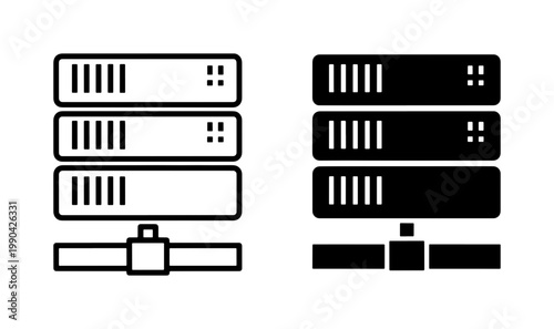 Data Center Server Rack Icon Set