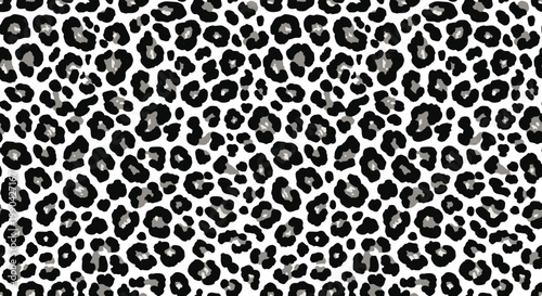 A seamless pattern of black leopard spots on a white background.