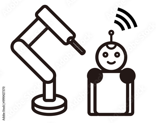 ロボットのシンプル線画アイコン（医療・介護・産業・AI）