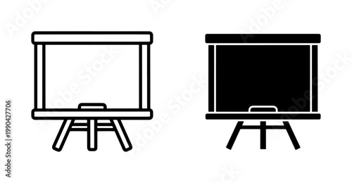 Blackboard and Whiteboard Presentation Easel Icon Set