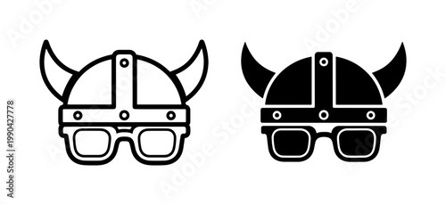 Viking Helmet with Sunglasses Icon Set