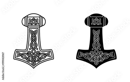 Mjolnir Thor Hammer Viking Celtic Knotwork Vector