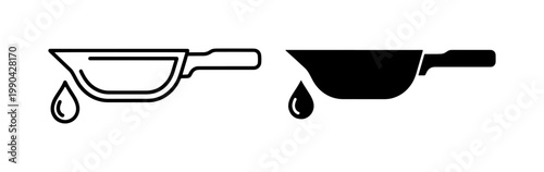 Kitchen Frying Pan Icon with Oil Drop