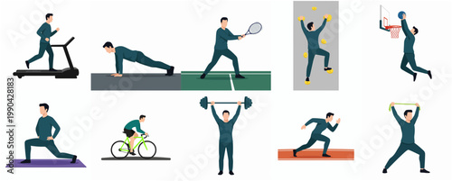 Simple Line Illustration Set of Sport Activities and Healthy Lifestyle Icons