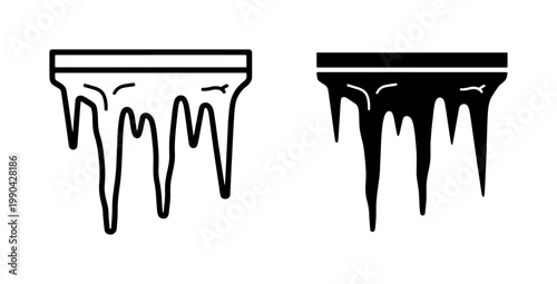 Icicle line and silhouette icon set for winter design