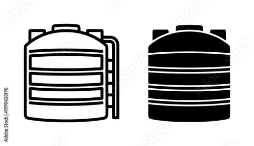 Billede på lærred Industrial Water Tank Icon Set in Outline and Glyph Style