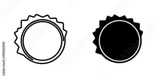 Bottle cap line and silhouette icon set