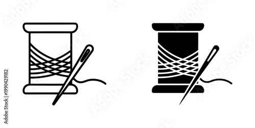 Tableau sur toile Sewing needle and thread spool icon set
