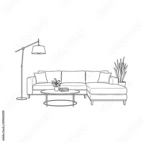 Modern living room furniture set indoors.